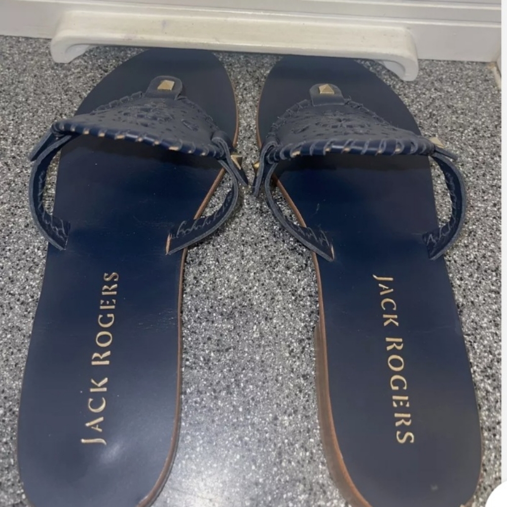 Jack Rogers Black Leather Sandals - Picture 4 of 6